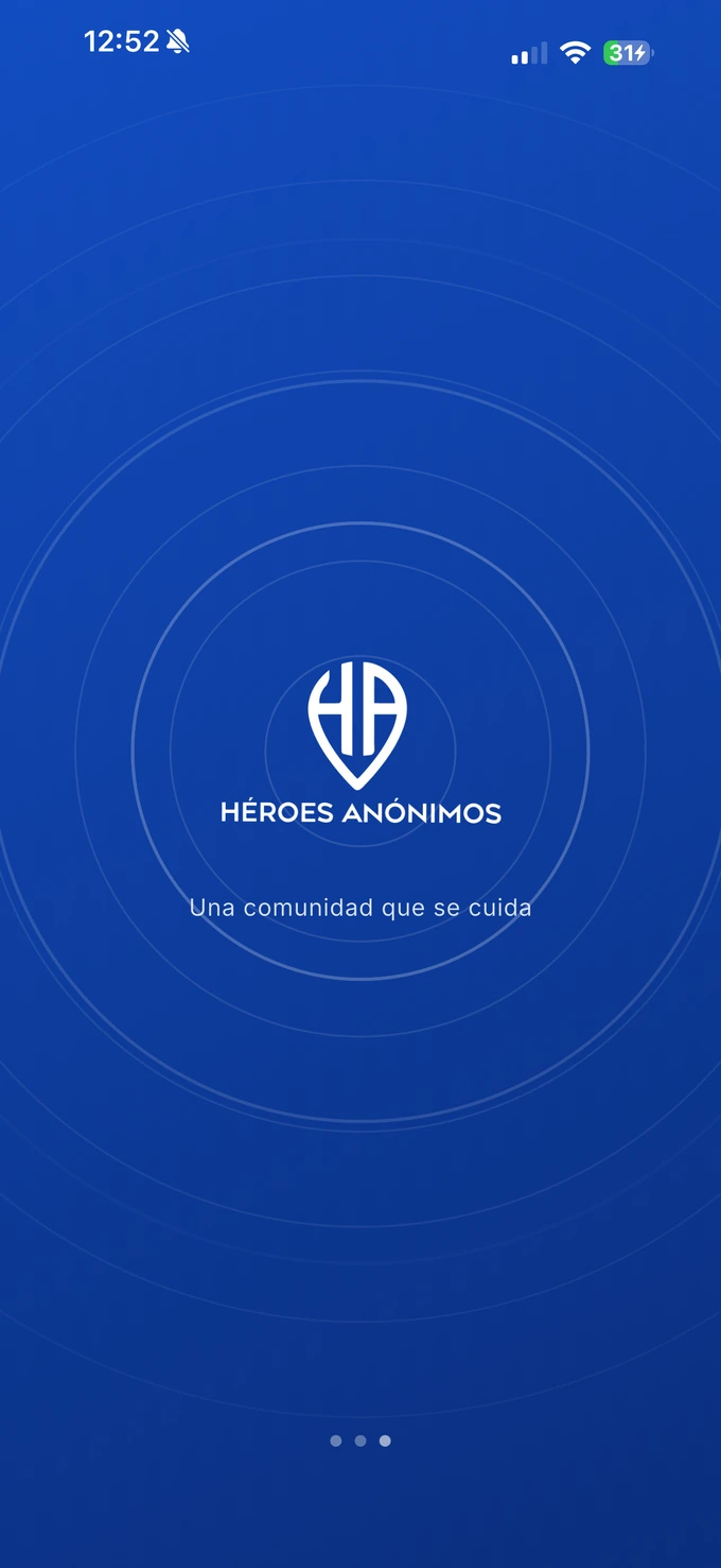 Pantalla de bienvenida de Héroes Anónimos